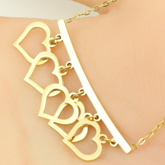 Yellow Gold Heart Charm Necklace with Adjustable Chain, XPNL0356 - Picture 1 of 11